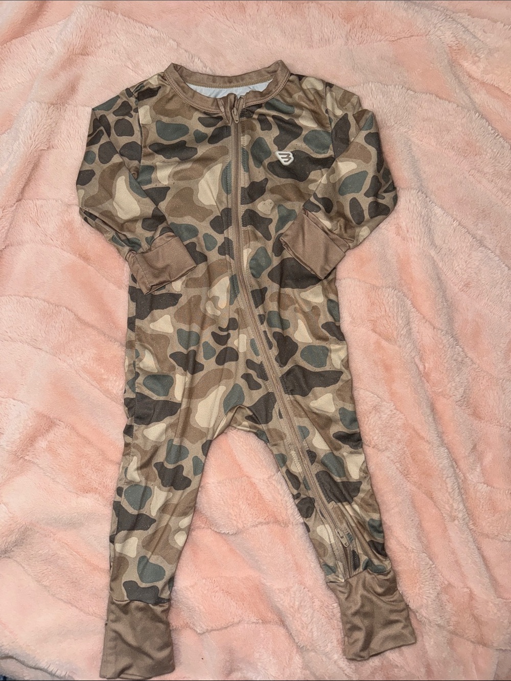BURLEBO Brown Camo Zip One-Piece Footie